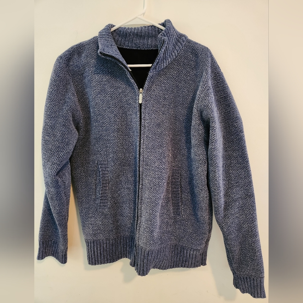 Like new SMALL blue zip front sweater